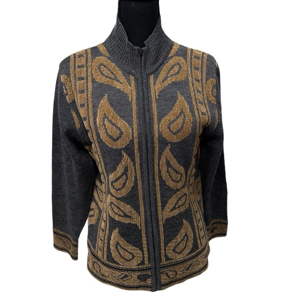 Pendleton Sweater Womens Small Gray Cardigan Full Zip Wool Acrylic Jacket VTG